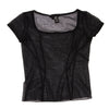 DONNA KARAN NEW YORK.. Black Mesh Switching Top