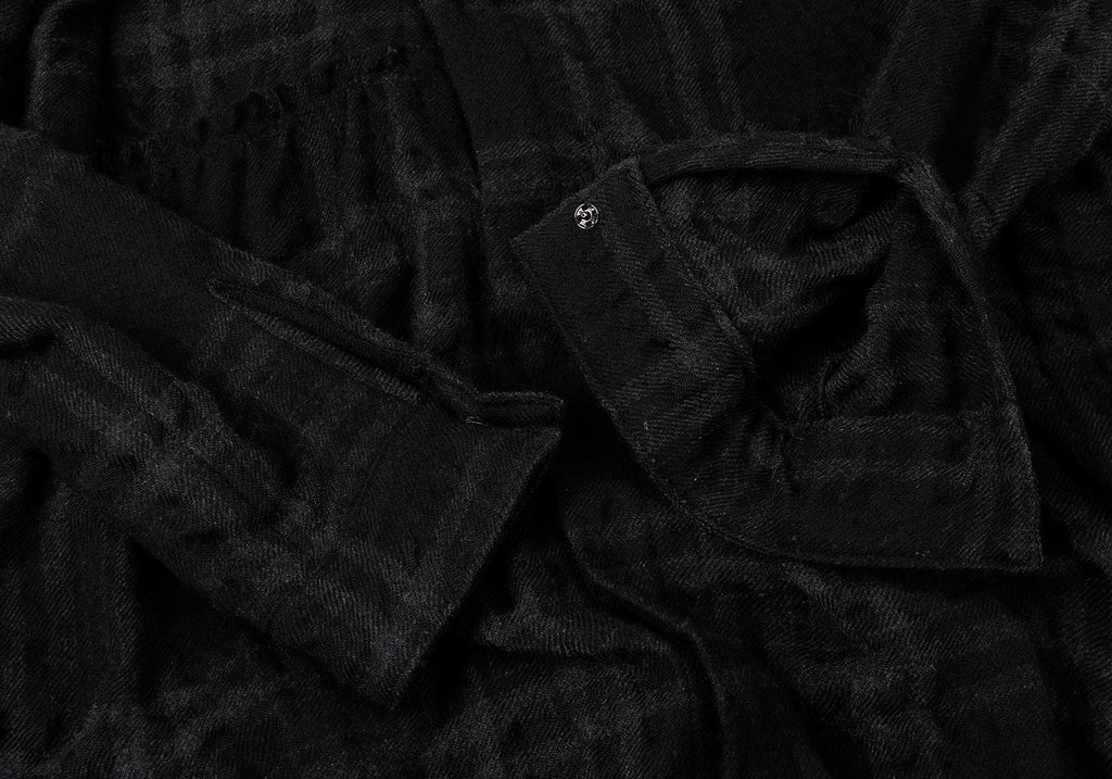 YOHJI YAMAMOTO JAPAN. Y's Black Wool Checker Weave Design Shirt Dress