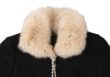 PINK HOUSE  INGEBORG JAPAN. Black Wool Fox Fur Tweed Jacket
