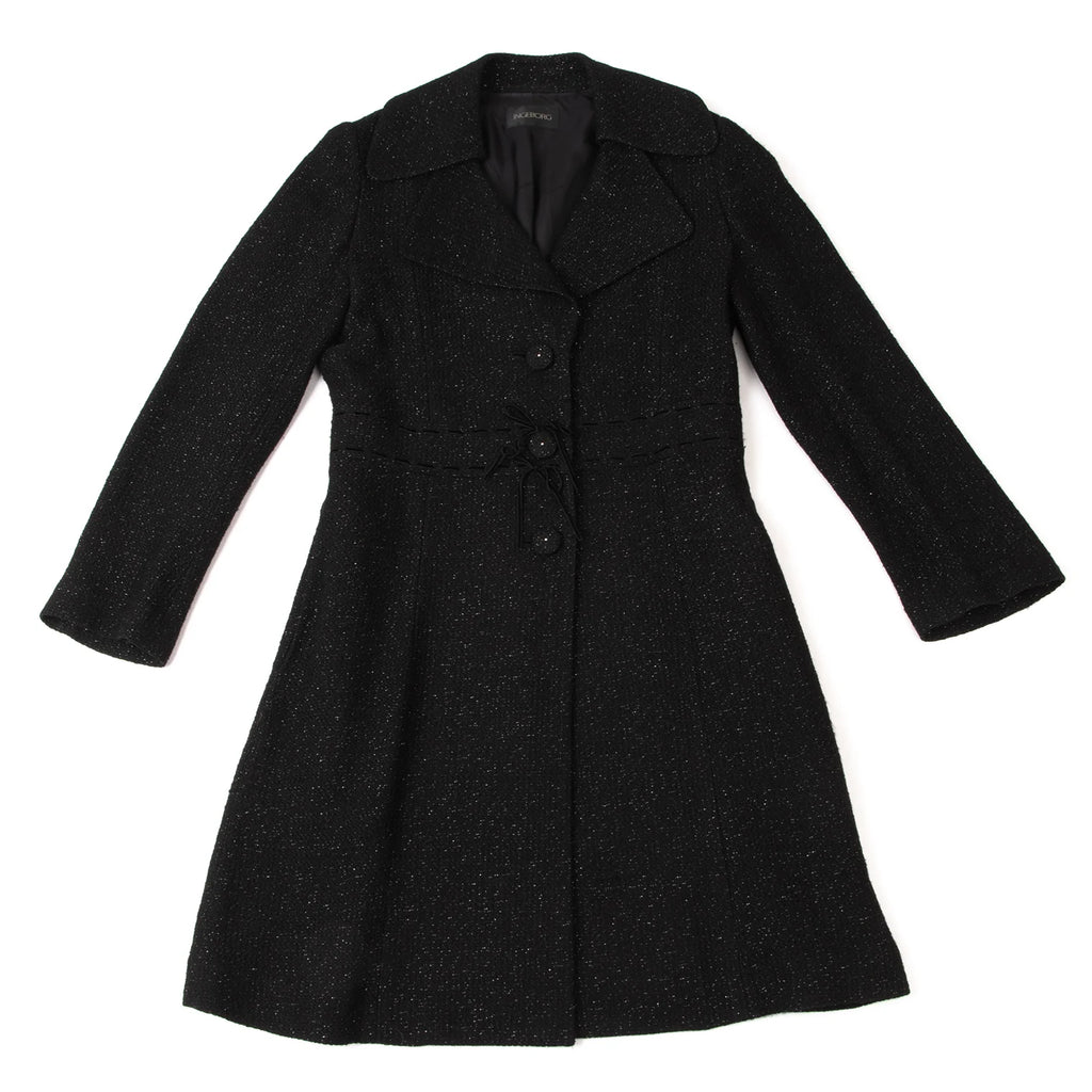 PINK HOUSE INGEBORG JAPAN. Black Rayon Lame Tweed Long Jacket