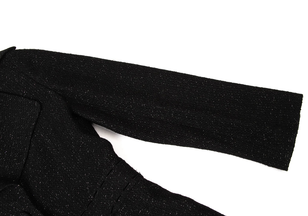 PINK HOUSE INGEBORG JAPAN. Black Rayon Lame Tweed Long Jacket