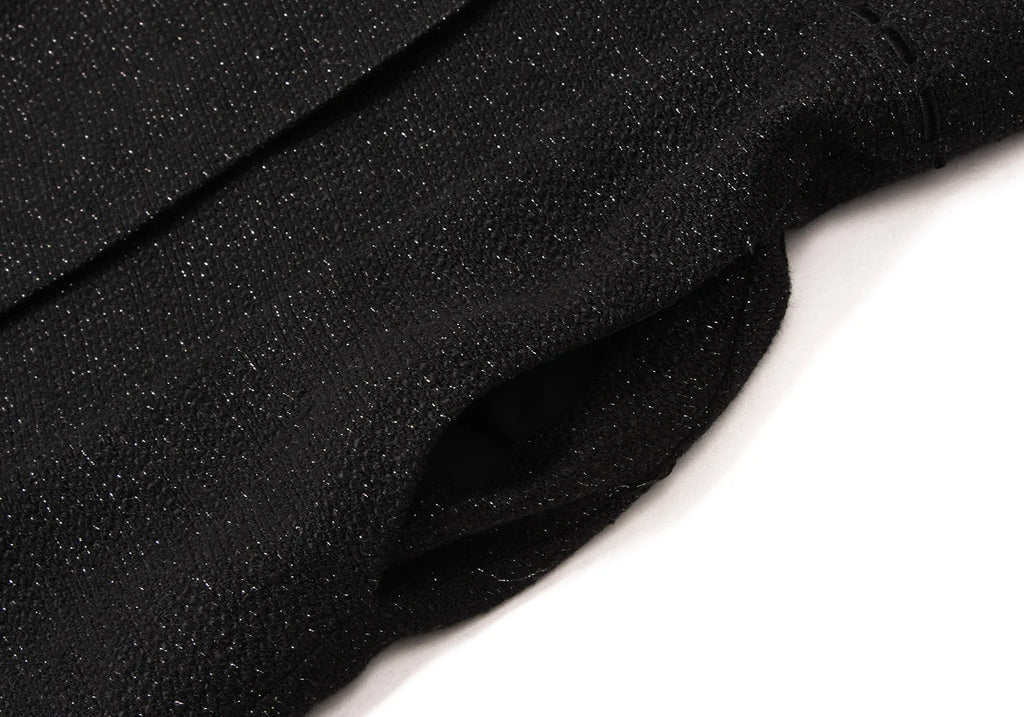 PINK HOUSE INGEBORG JAPAN. Black Rayon Lame Tweed Long Jacket