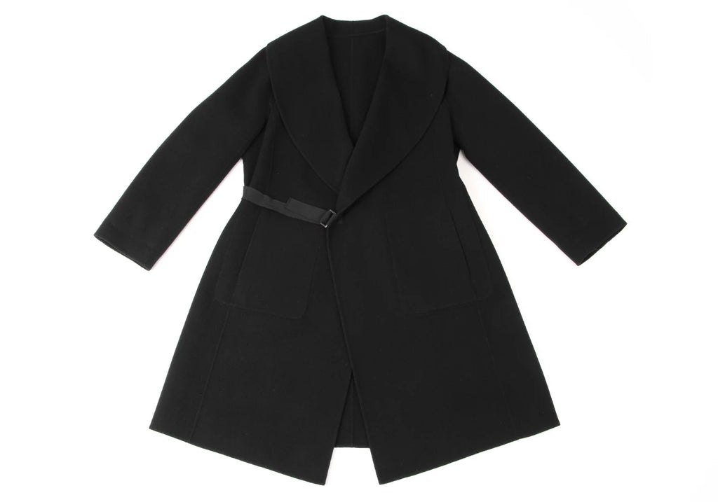 MaxMara BASILE 28 ITALY. Black Cashmere Blended Belt Design Coat