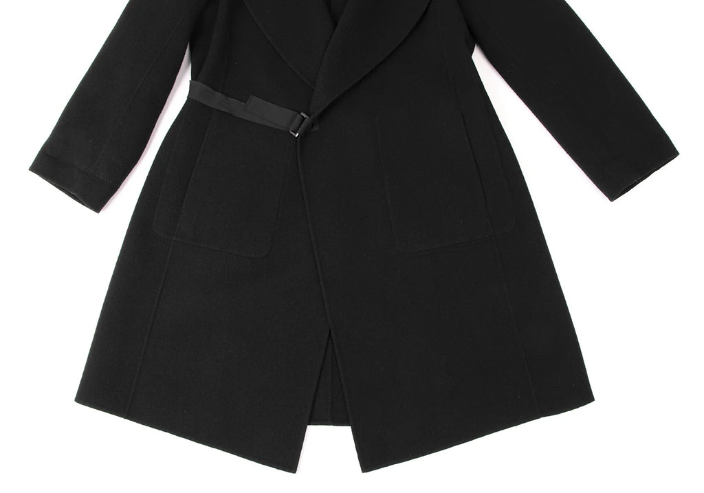MaxMara BASILE 28 ITALY. Black Cashmere Blended Belt Design Coat