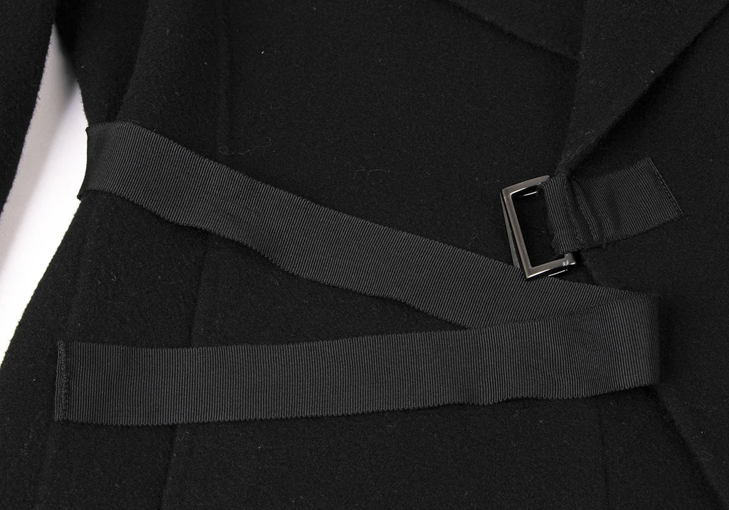 MaxMara BASILE 28 ITALY. Black Cashmere Blended Belt Design Coat
