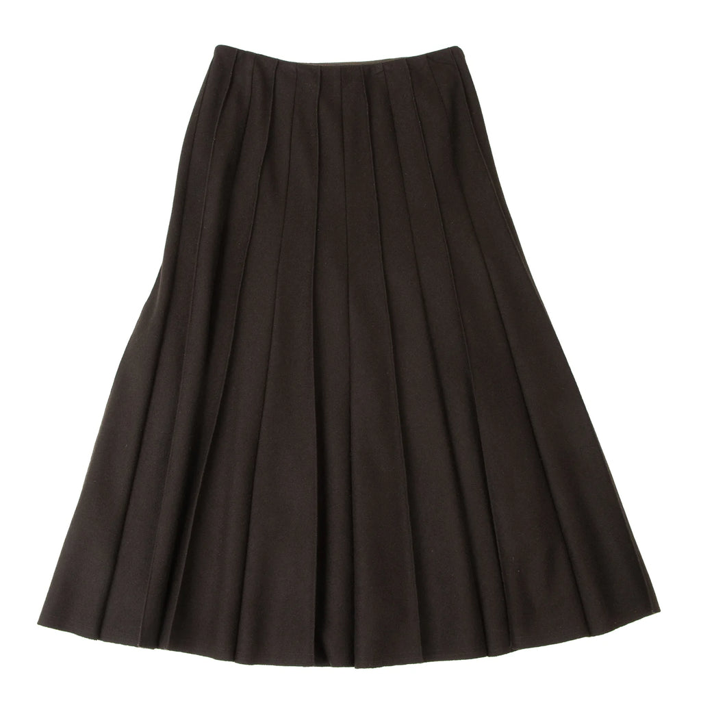 Max Mara BASILE 28 ITALY. Brown Angora Blend Outseam Pleated Skirt