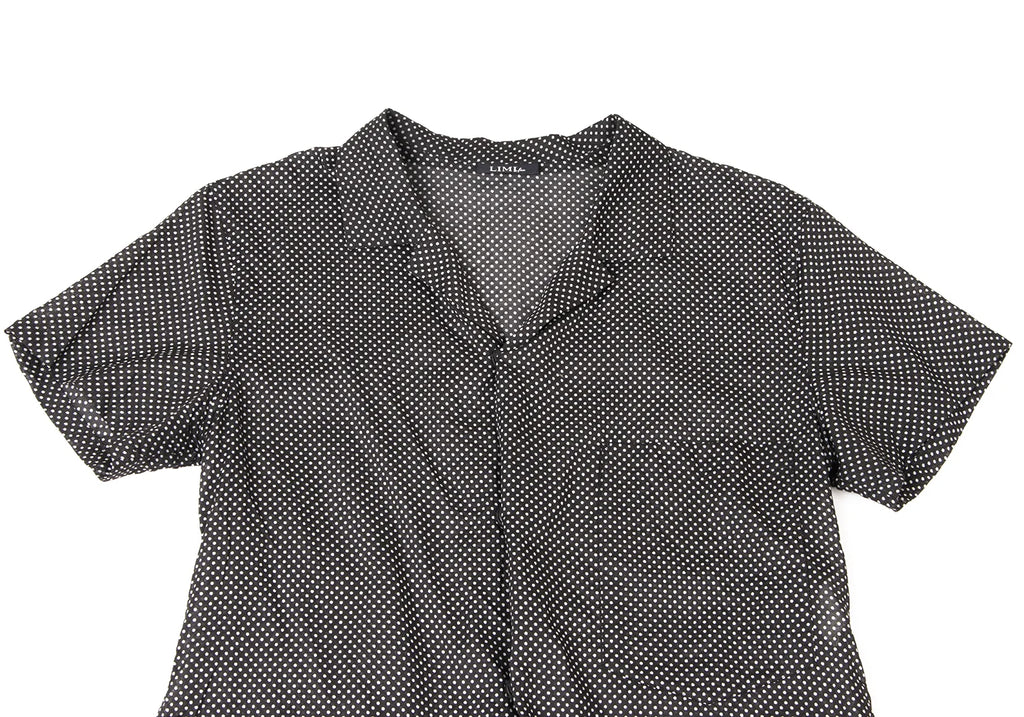 YOHJI YAMAMOTO JAPAN. LIMI feu. Black, White Pin Dot Open Collar Shirt