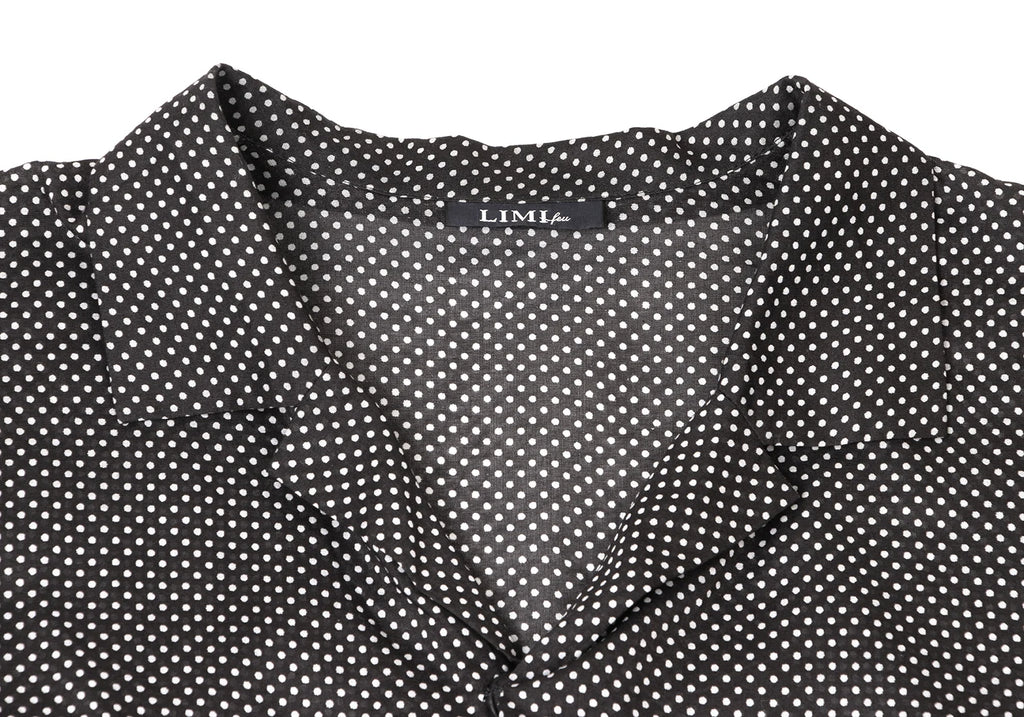 YOHJI YAMAMOTO JAPAN. LIMI feu. Black, White Pin Dot Open Collar Shirt