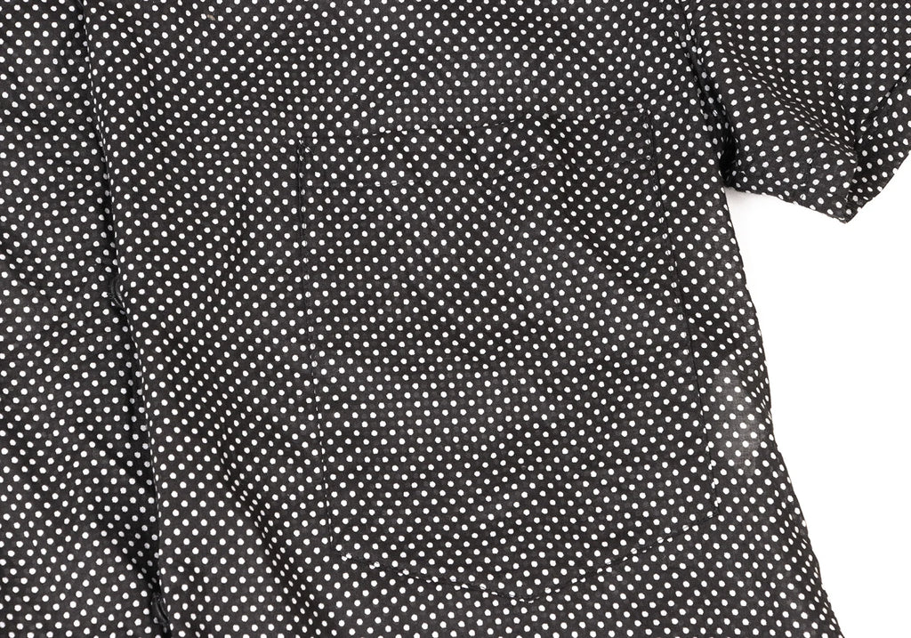 YOHJI YAMAMOTO JAPAN. LIMI feu. Black, White Pin Dot Open Collar Shirt