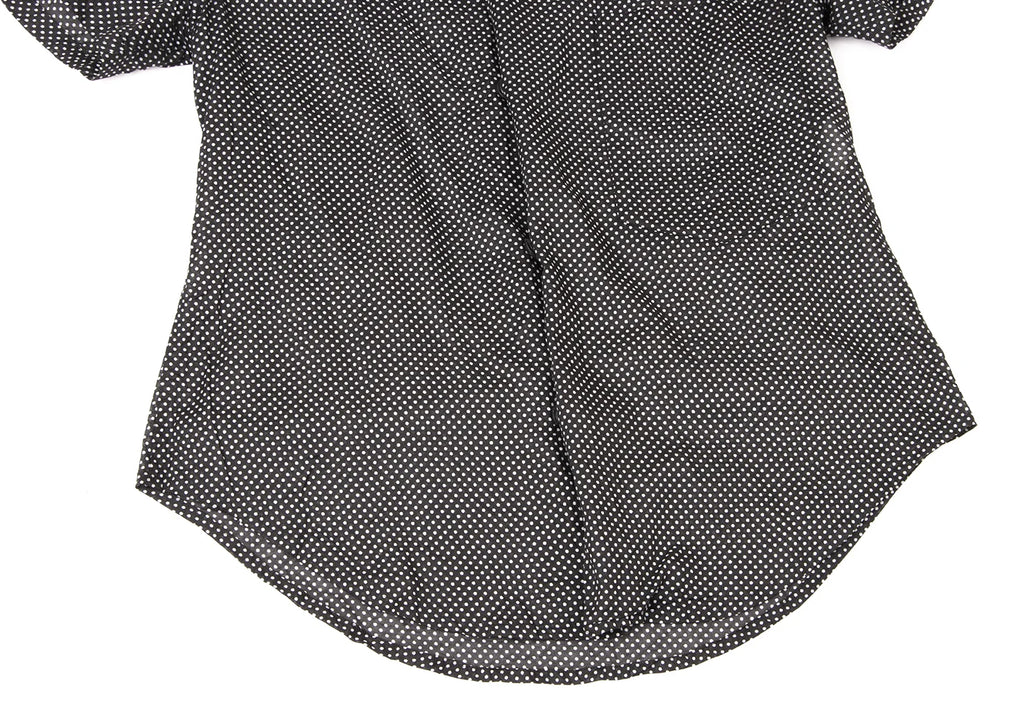 YOHJI YAMAMOTO JAPAN. LIMI feu. Black, White Pin Dot Open Collar Shirt