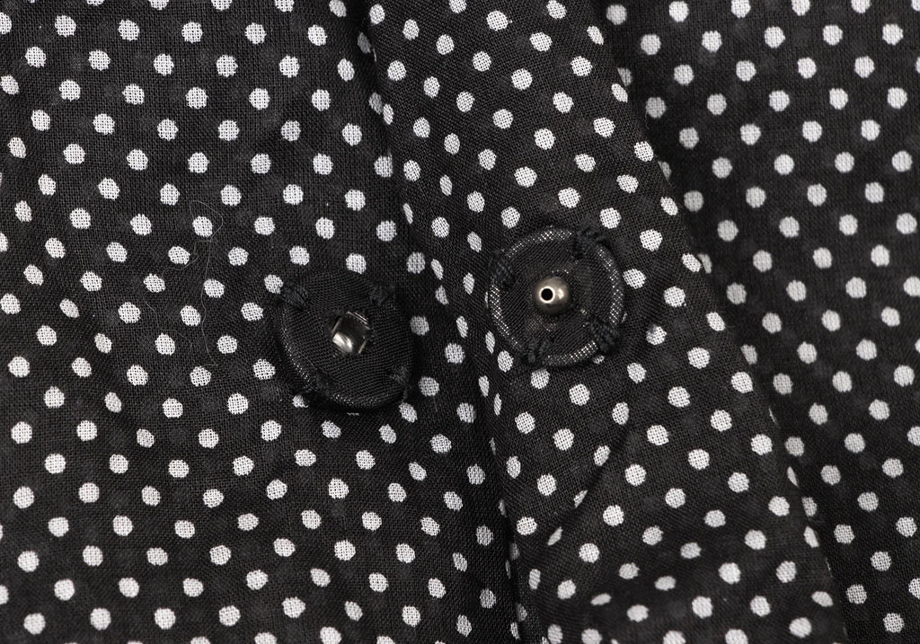 YOHJI YAMAMOTO JAPAN. LIMI feu. Black, White Pin Dot Open Collar Shirt
