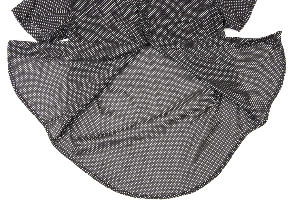 YOHJI YAMAMOTO JAPAN. LIMI feu. Black, White Pin Dot Open Collar Shirt