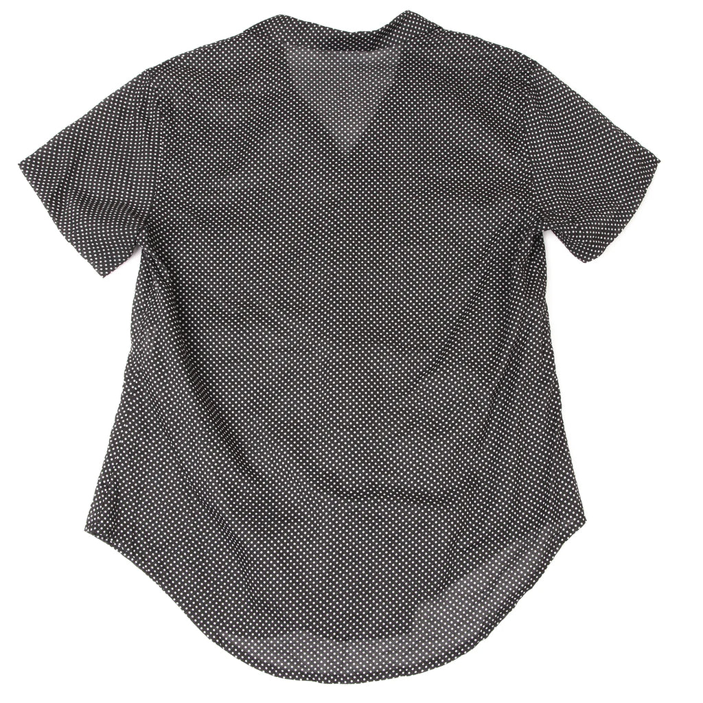 YOHJI YAMAMOTO JAPAN. LIMI feu. Black, White Pin Dot Open Collar Shirt