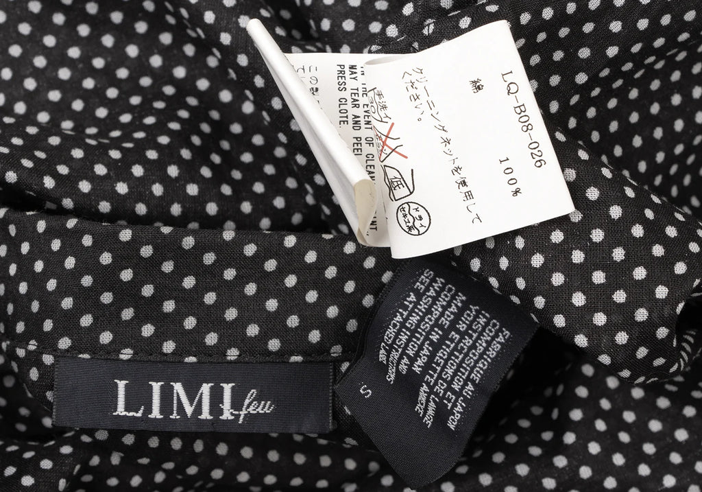YOHJI YAMAMOTO JAPAN. LIMI feu. Black, White Pin Dot Open Collar Shirt