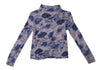 YOHJI YAMAMOTO JAPAN. Y's Blue, Grey Wool Floral Abstract Print Turtleneck Knit Sweater