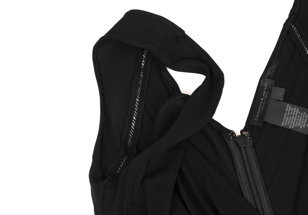 DONNA KARAN COLLECTION NY. Black Switching Design Sleeveless Dress