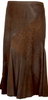 DONNA KARAN NEW YORK, Brown Lamb Leather Switching Flare Skirt