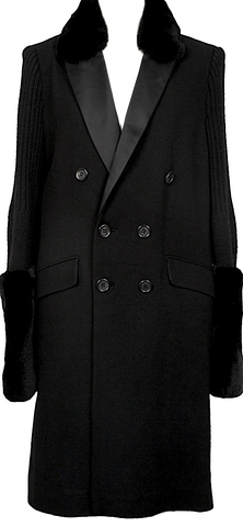 Elizabeth & James NY. (The Row) Black Textured Fur Zipped Long Sleeve Jacket