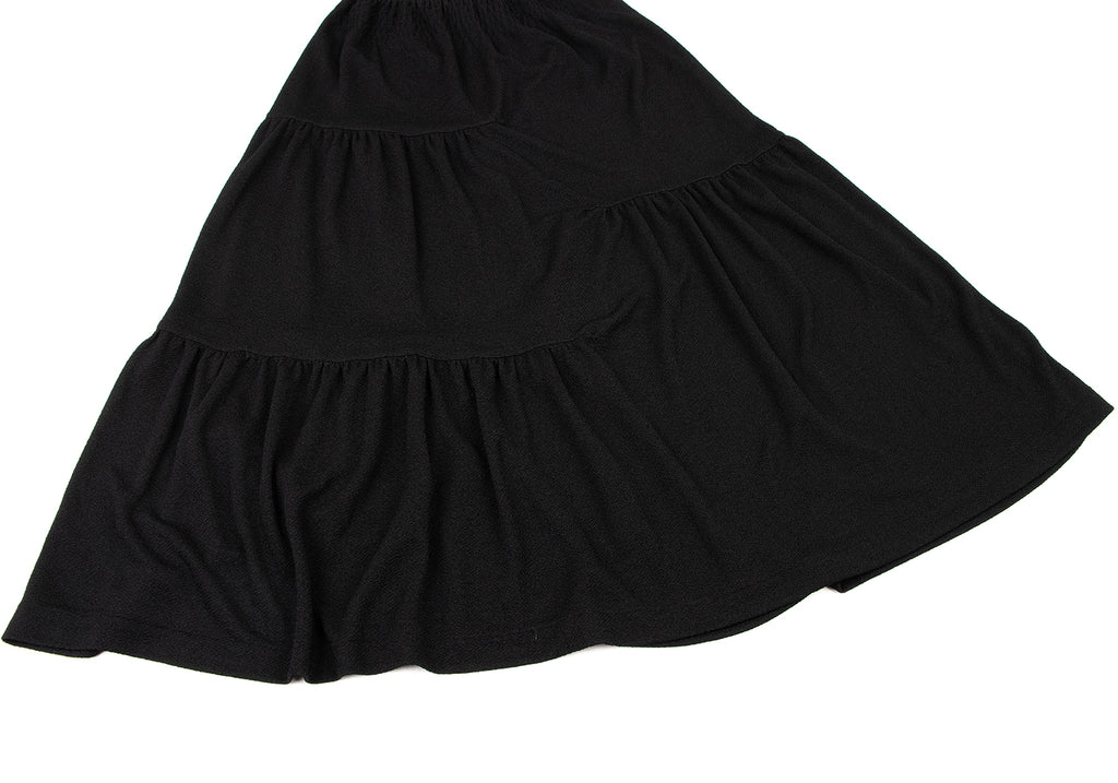 ISSEY MIYAKE JAPAN.  I.S. Black Poly Gather Flare Skirt