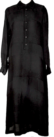 Maison Margiela MM6 Paris. Black Grey Denim Half Button Down Dress w/Back Pockets