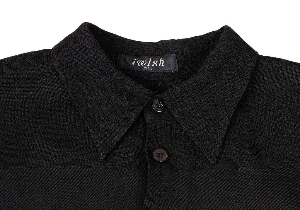 YOHJI YAMAMOTO JAPAN.  Y's  iwish bis Stripe Mesh Black Pullover Dress