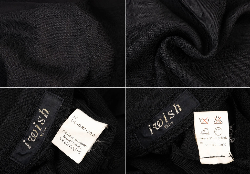 YOHJI YAMAMOTO JAPAN.  Y's  iwish bis Stripe Mesh Black Pullover Dress