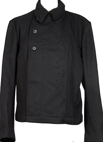 Maison Margiela Paris. Black Wool Blend Snap Front Jacket