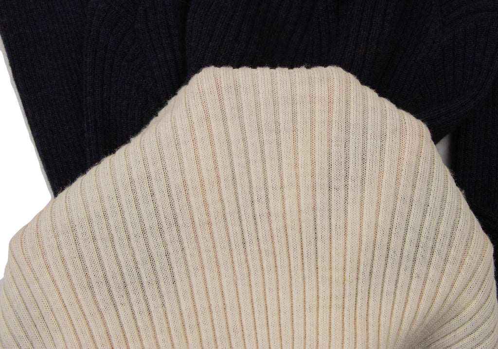 TSUMORI CHISATO JAPAN. Wool Navy, White Color Scheme Switching Rib Knit