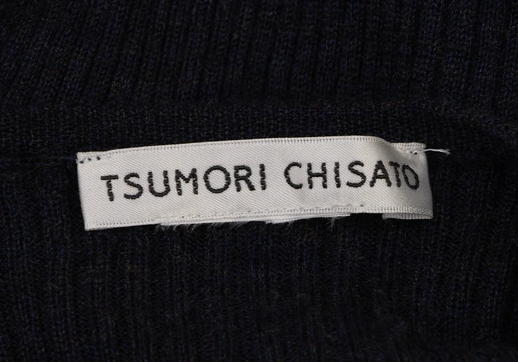TSUMORI CHISATO JAPAN. Wool Navy, White Color Scheme Switching Rib Knit