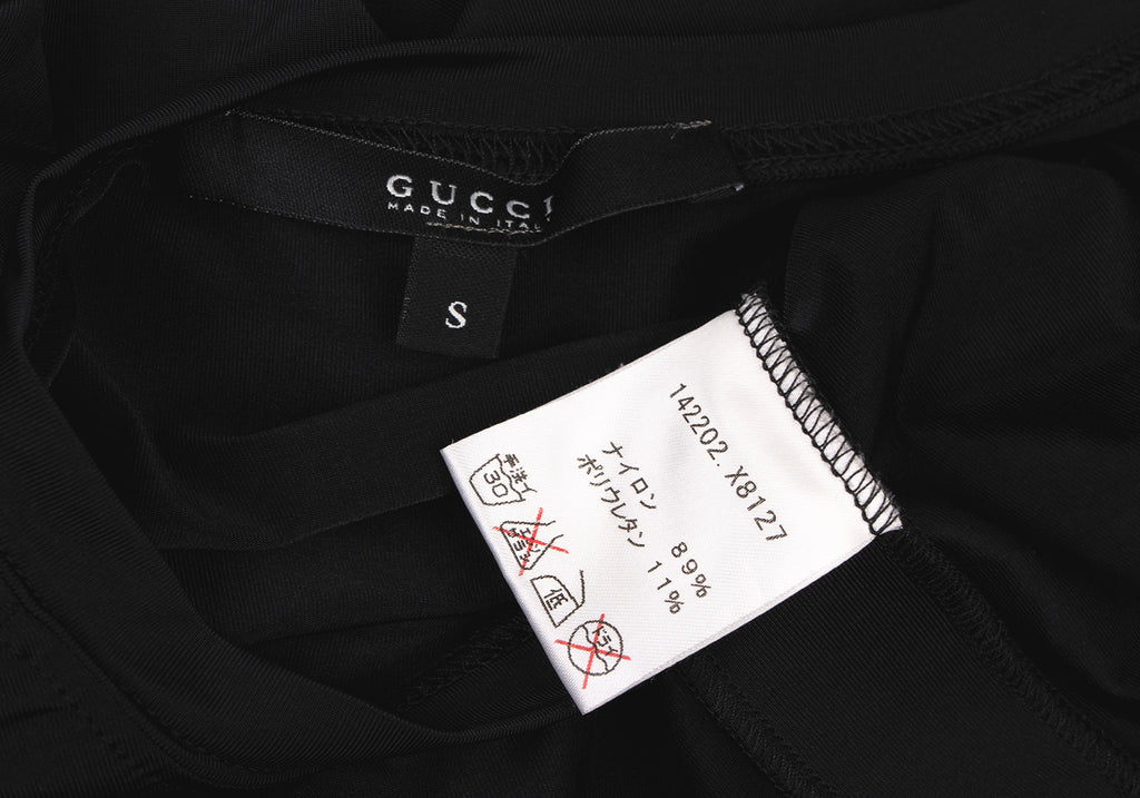 GUCCI Italy. Black Nylon Stretch Logo G Half Zip Shirt / Top