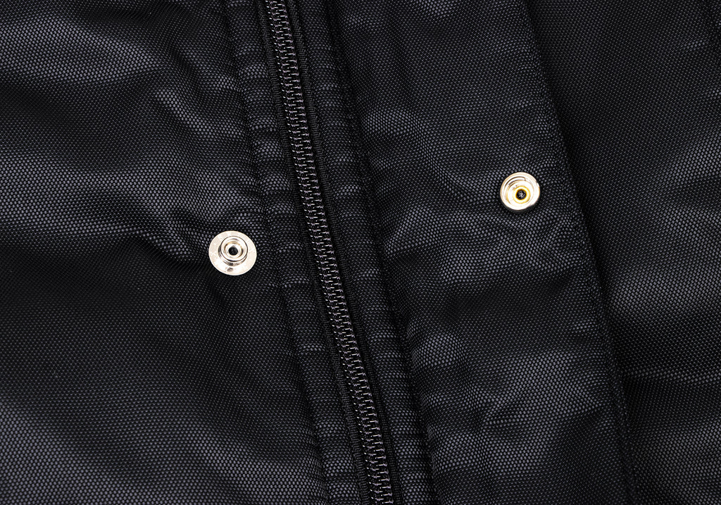 FINAL HOME JAPAN. Black Nylon Padded Back Layered Hooded Jacket