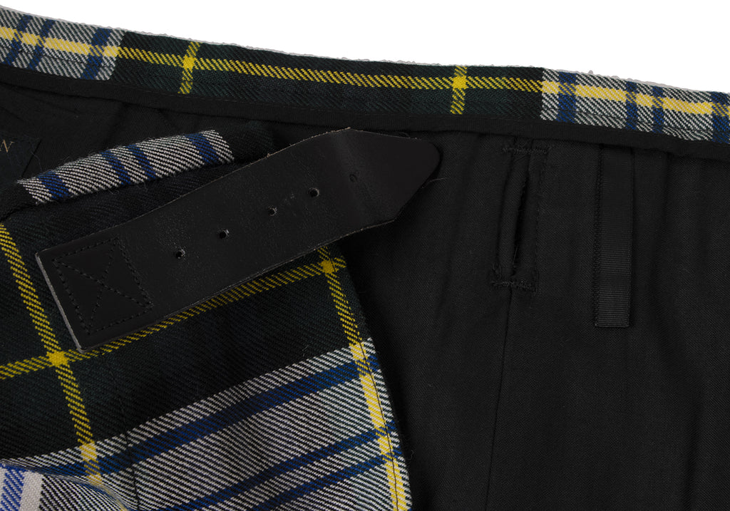 COMME des GARCONS Japan Locaron Green, Black Tartan Check Dyed Kilt Skirt