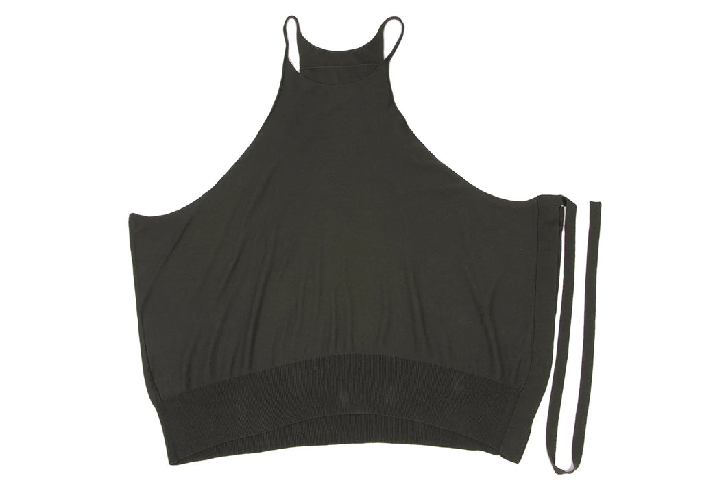 YOHJI YAMAMOTO JAPAN. Y's Khaki Color Wool Rayon Wrap Sleeveless Knit Tunic Top/Dress