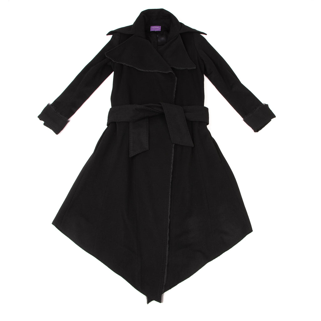 Sharon Wauchob Japan. Black Cashmere Cutting Blended Wool Coat