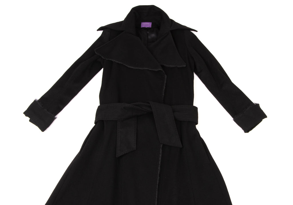 Sharon Wauchob Japan. Black Cashmere Cutting Blended Wool Coat