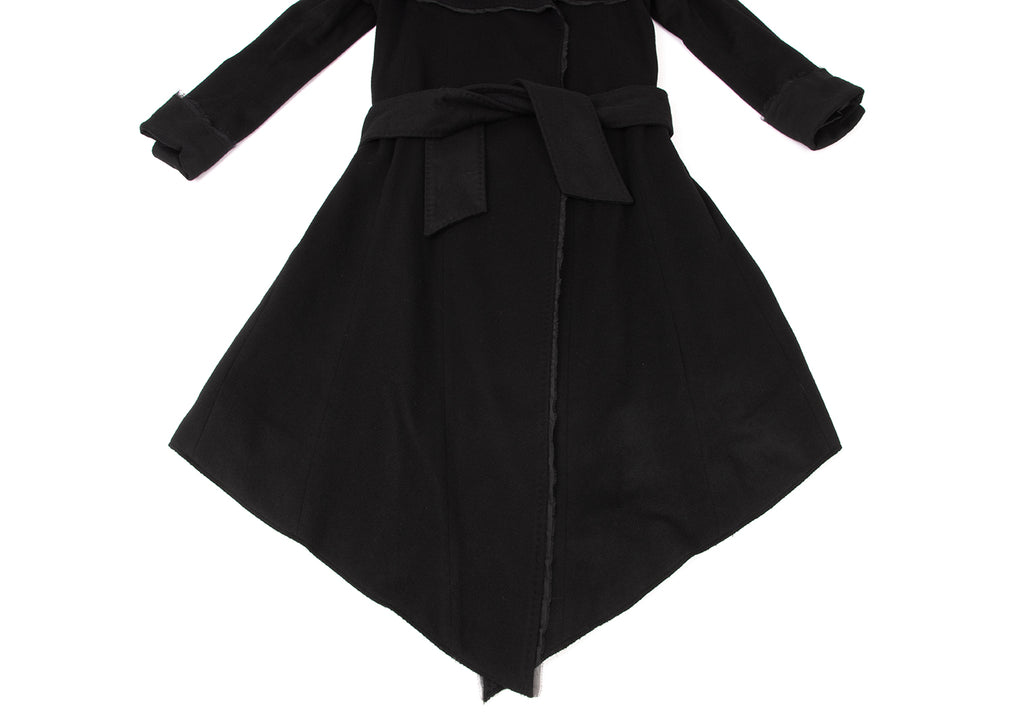 Sharon Wauchob Japan. Black Cashmere Cutting Blended Wool Coat