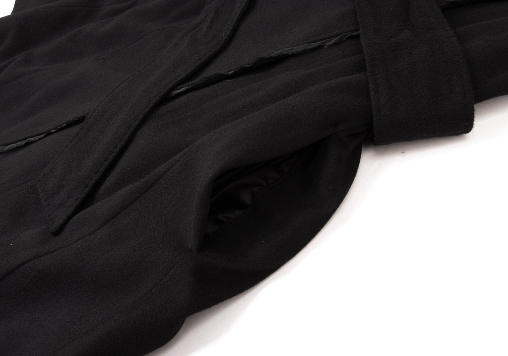 Sharon Wauchob Japan. Black Cashmere Cutting Blended Wool Coat