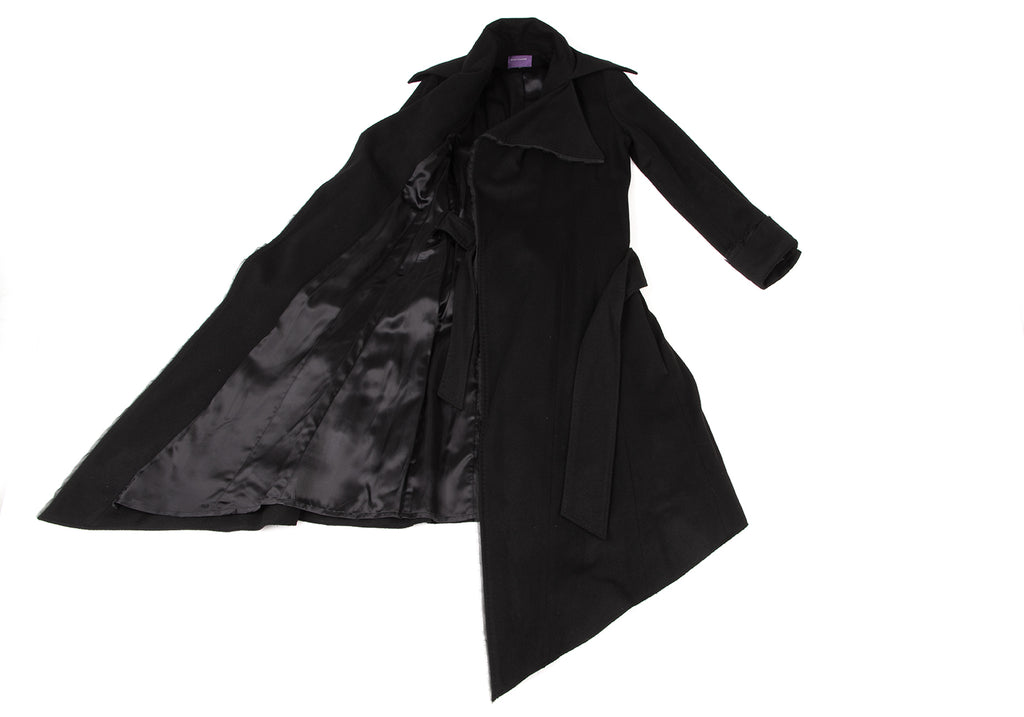 Sharon Wauchob Japan. Black Cashmere Cutting Blended Wool Coat