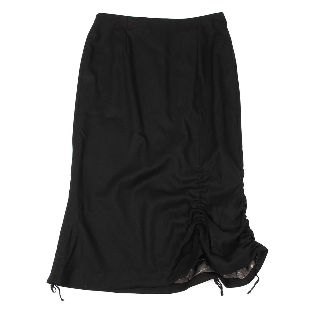 Anne Valerie Hash Japan. Black Shirring Wool Skirt