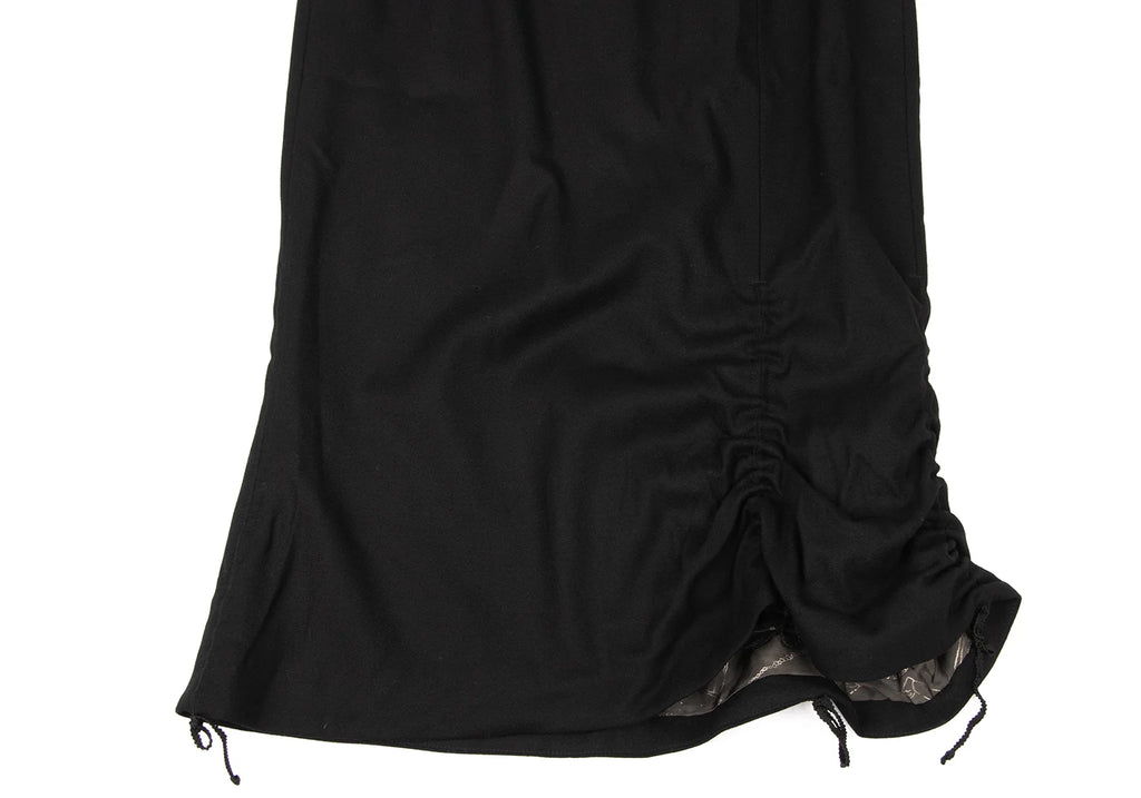 Anne Valerie Hash Japan. Black Shirring Wool Skirt