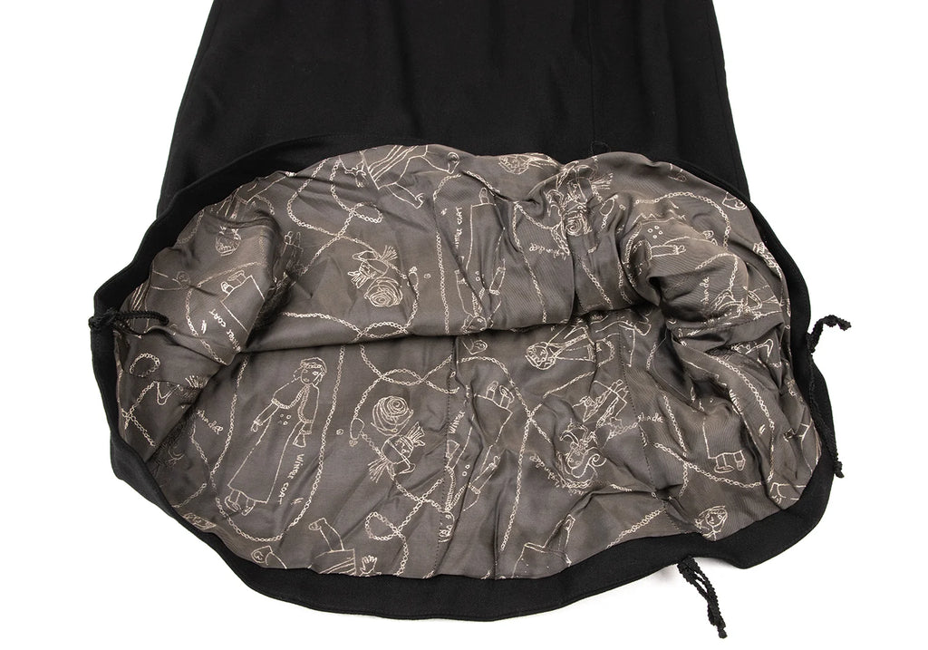 Anne Valerie Hash Japan. Black Shirring Wool Skirt