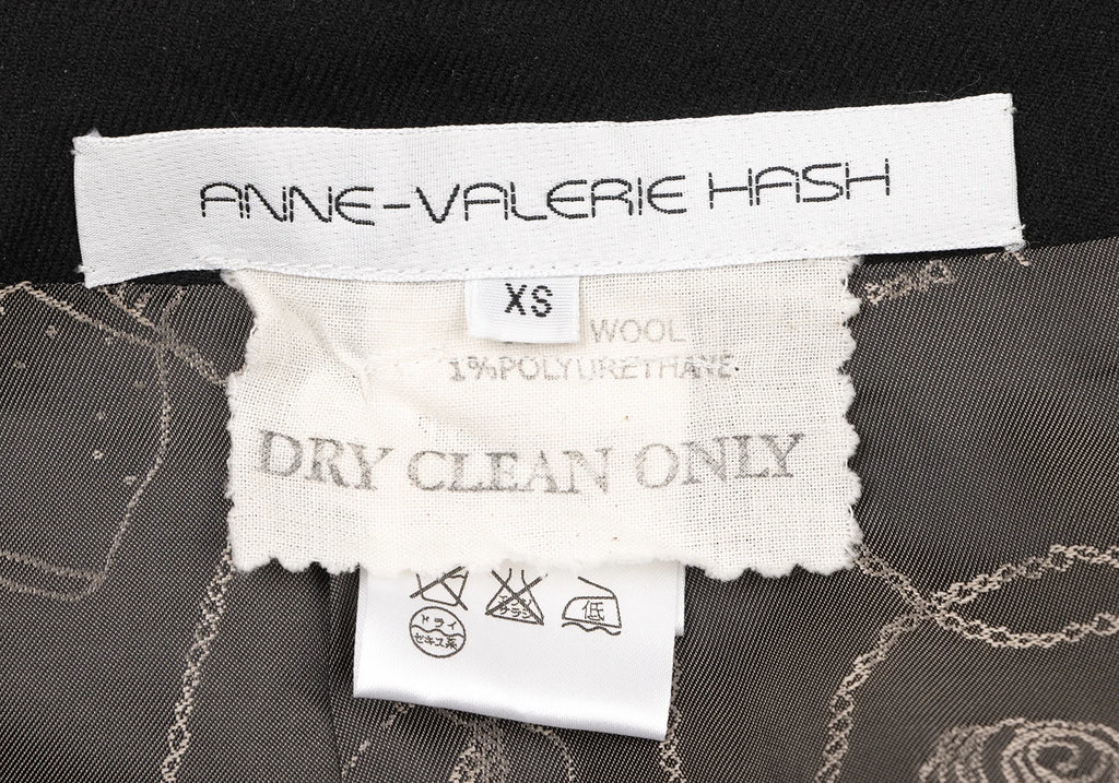 Anne Valerie Hash Japan. Black Shirring Wool Skirt