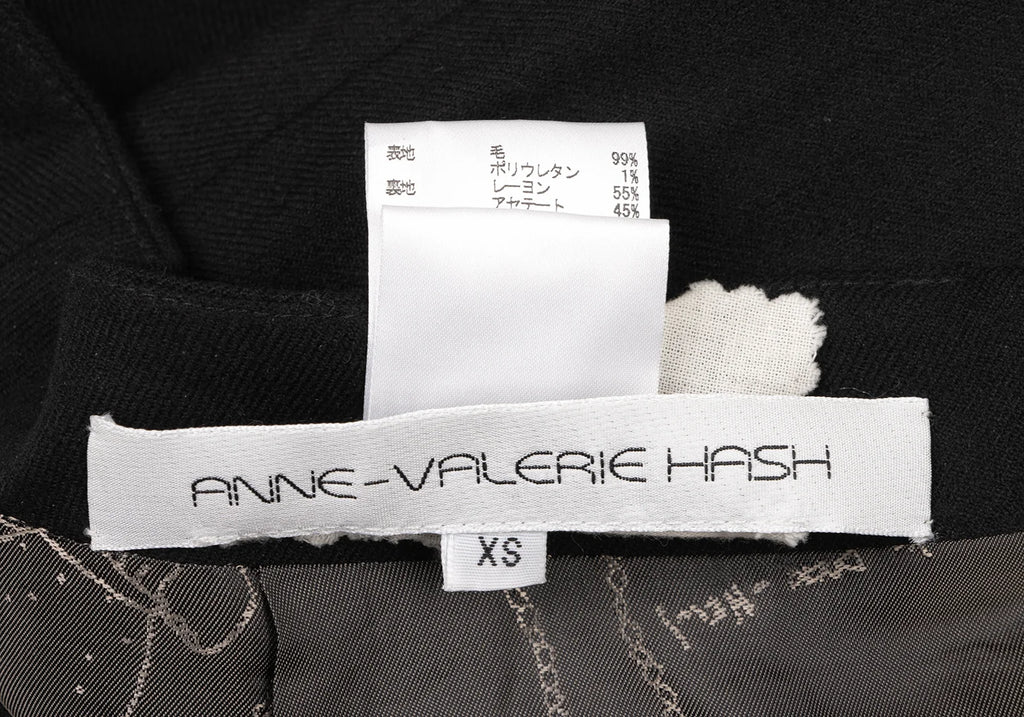 Anne Valerie Hash Japan. Black Shirring Wool Skirt