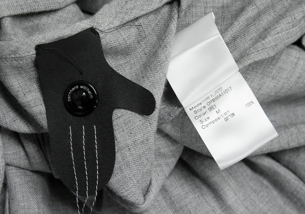Bernhard Willhelm Belgium. Grey Cotton Asymmetry Sleeve Drape Dress