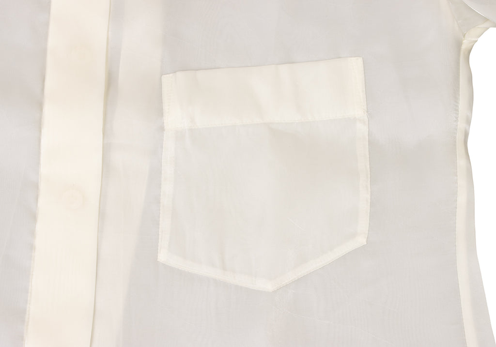 ISSEY MIYAKE JAPAN. White Wrinkled Satin Fly Front Shirt