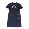 Mademoiselle NON NON Japan. Navy Back Button Short Sleeves Linen Dress