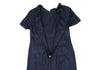 Mademoiselle NON NON Japan. Navy Back Button Short Sleeves Linen Dress