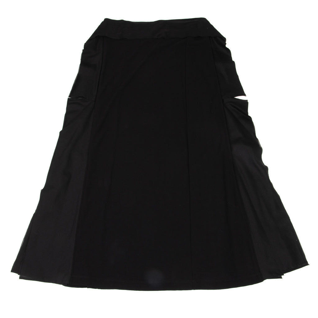 ISSEY MIYAKE JAPAN. FETE Side Frill Black Cotton Skirt