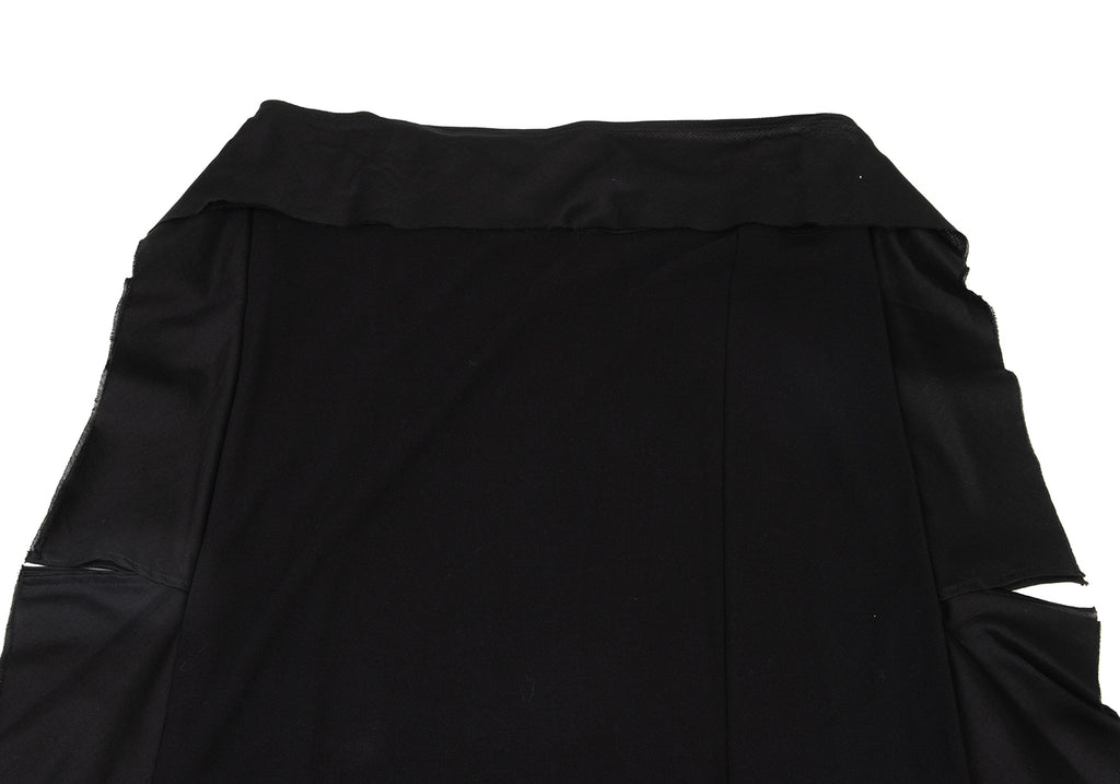 ISSEY MIYAKE JAPAN. FETE Side Frill Black Cotton Skirt