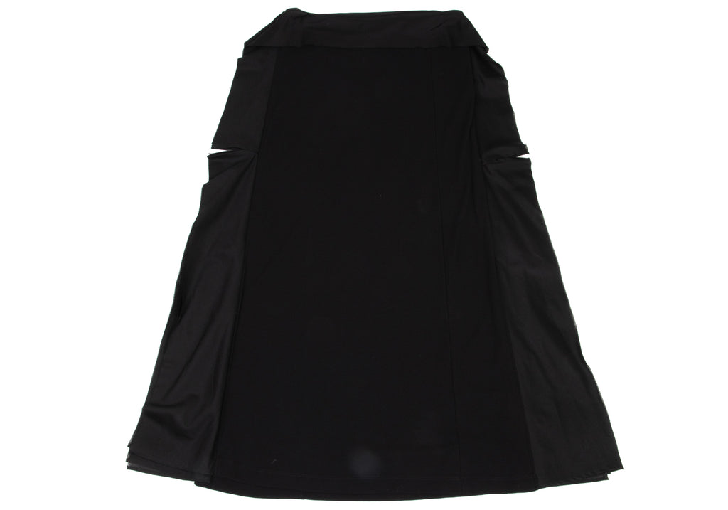 ISSEY MIYAKE JAPAN. FETE Side Frill Black Cotton Skirt